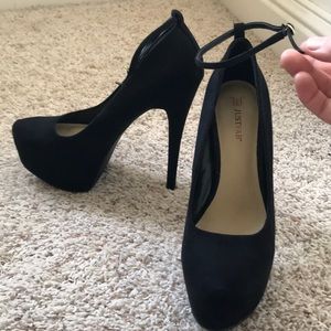 JustFab. Black ankle strap heels